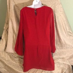 Red dress with sheer long sleeves
